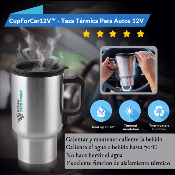 CupForCar12V™ - Taza Térmica Para Autos 12V (Calentador de agua hasta 65°C)